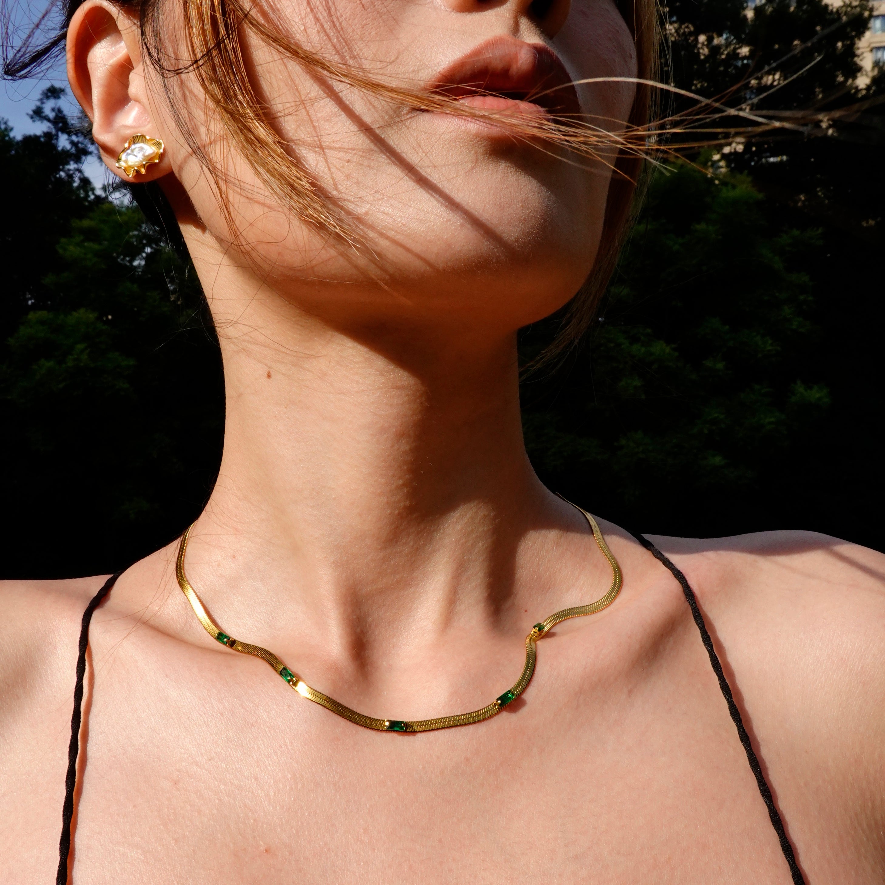 Harmony with Nature Egyptian Flared Gold Necklace and Bracelet Set