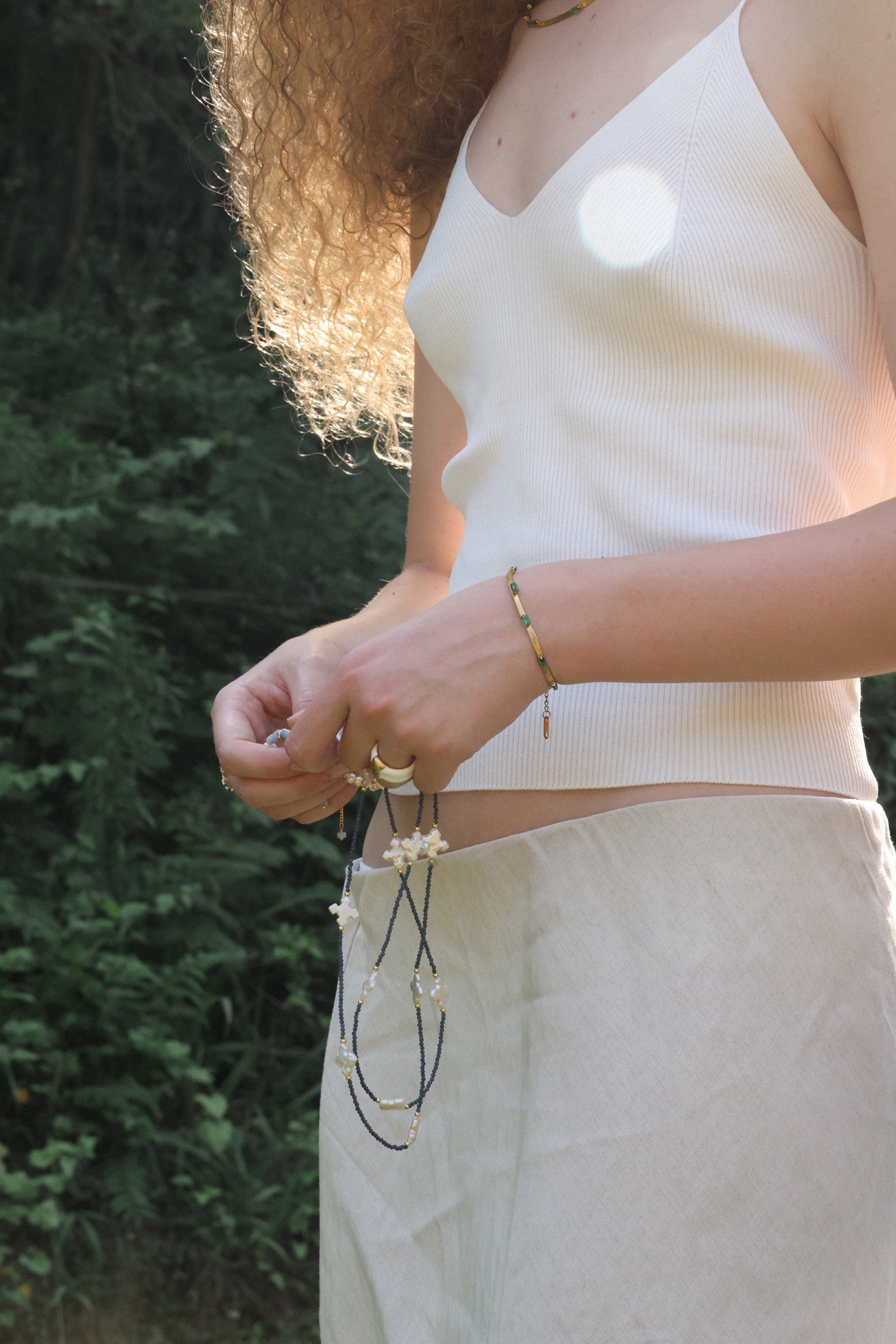Harmony with Nature Egyptian Flared Gold Necklace and Bracelet Set
